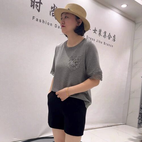 女权贵族初秋新款大码欧货短袖衫