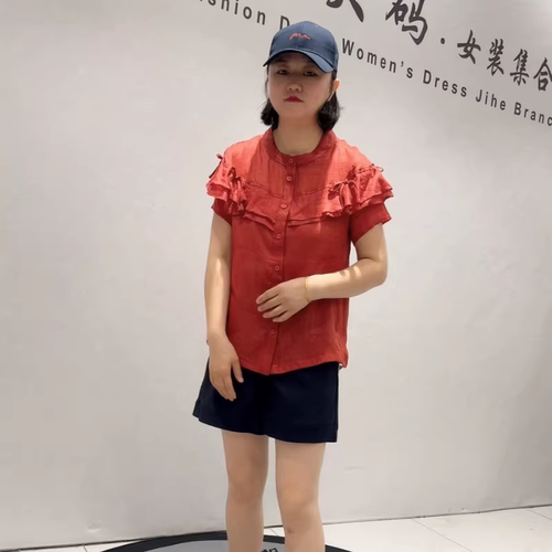 女权贵族夏季新款大码麻料短袖衫