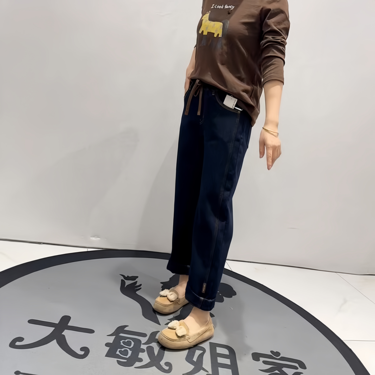 柏菲蒂冬季新款大码加绒牛仔裤女