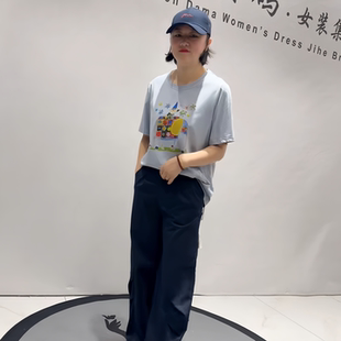 胖妹妹减龄显瘦打底衫 针丝缘子汇2240年货新款 加大女装 衫 圆领短袖