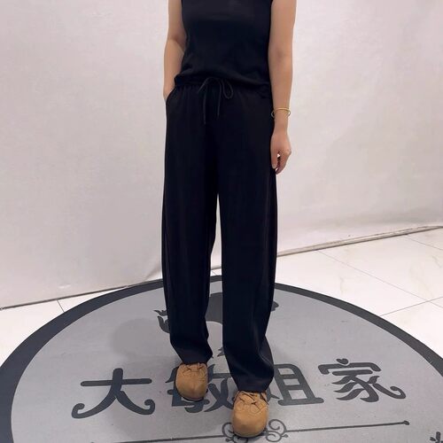 大码休闲裤子芮娜依莲3447秋季新款欧货松紧腰休闲胖妹妹弯刀裤女
