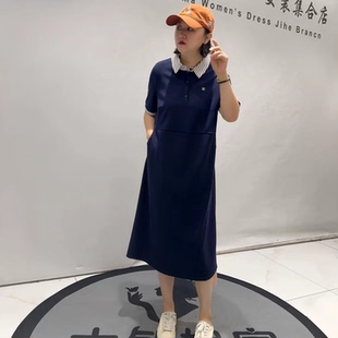 3587芮娜依莲秋季新款欧货POLO领连衣裙加大码女装胖妹妹气质裙子