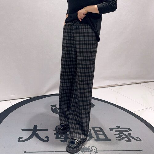 芮娜依莲秋冬新款大码格子裤女裤