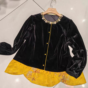 胖妹妹气质衫 芮娜依莲5476年货春款 女装 加大码 百搭上衣 欧货丝绒衫