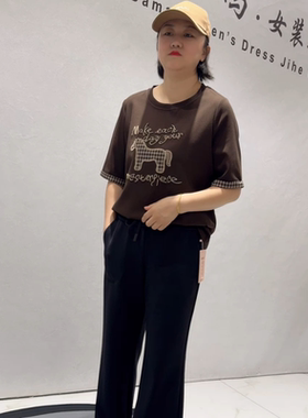 芮娜依莲5555春装新款欧货短袖T恤加大码女装胖妹妹气质百搭上衣