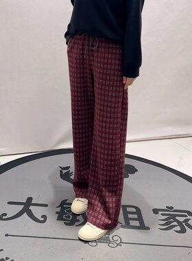 芮娜依莲秋冬新款大码格子裤女裤