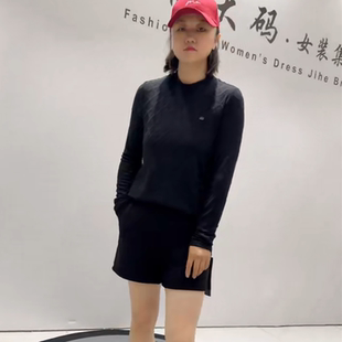 新款 加大码 针丝缘子汇1895秋季 弹力打底衫 上衣 女装 减龄显瘦针织衫