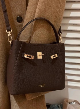 小南风Chio 头层牛皮 纽约映像手提包包女款通勤单肩斜挎凯莉包