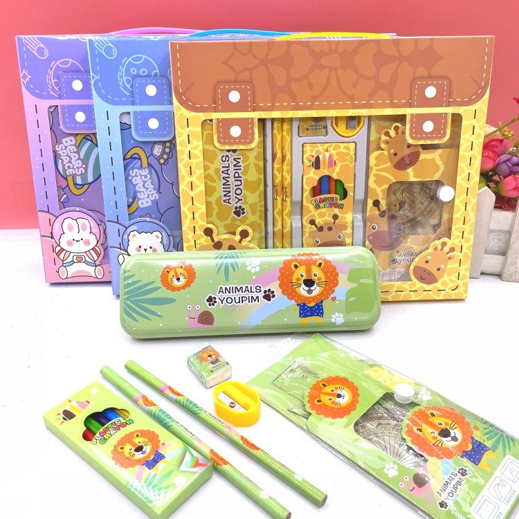 儿童学生文具创意笔盒套尺蜡笔组合套装背包造型礼盒文创礼品奖品