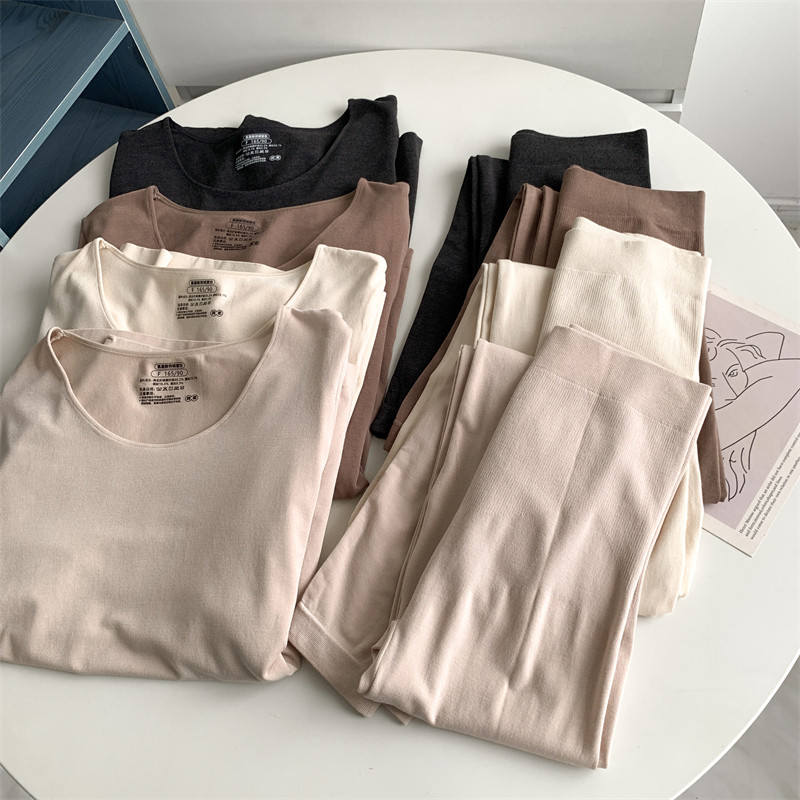 轻暖羊绒感高弹力打底套装保暖秋冬收腹紧身塑身美体秋衣秋裤女