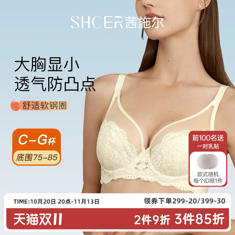 茜施尔本命年内衣薄款透气性感纯欲蕾丝内衣上托聚拢大胸显小内衣