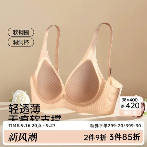 茜施尔果冻条软支撑洞洞杯小胸聚拢内衣轻薄粉底液隐形无痕文胸S