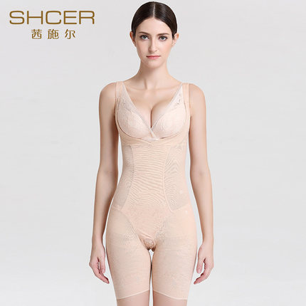 SHCER/茜施尔托胸束腰收腹平腹美体平脚连体塑身衣 S8910L-tmall.com天猫