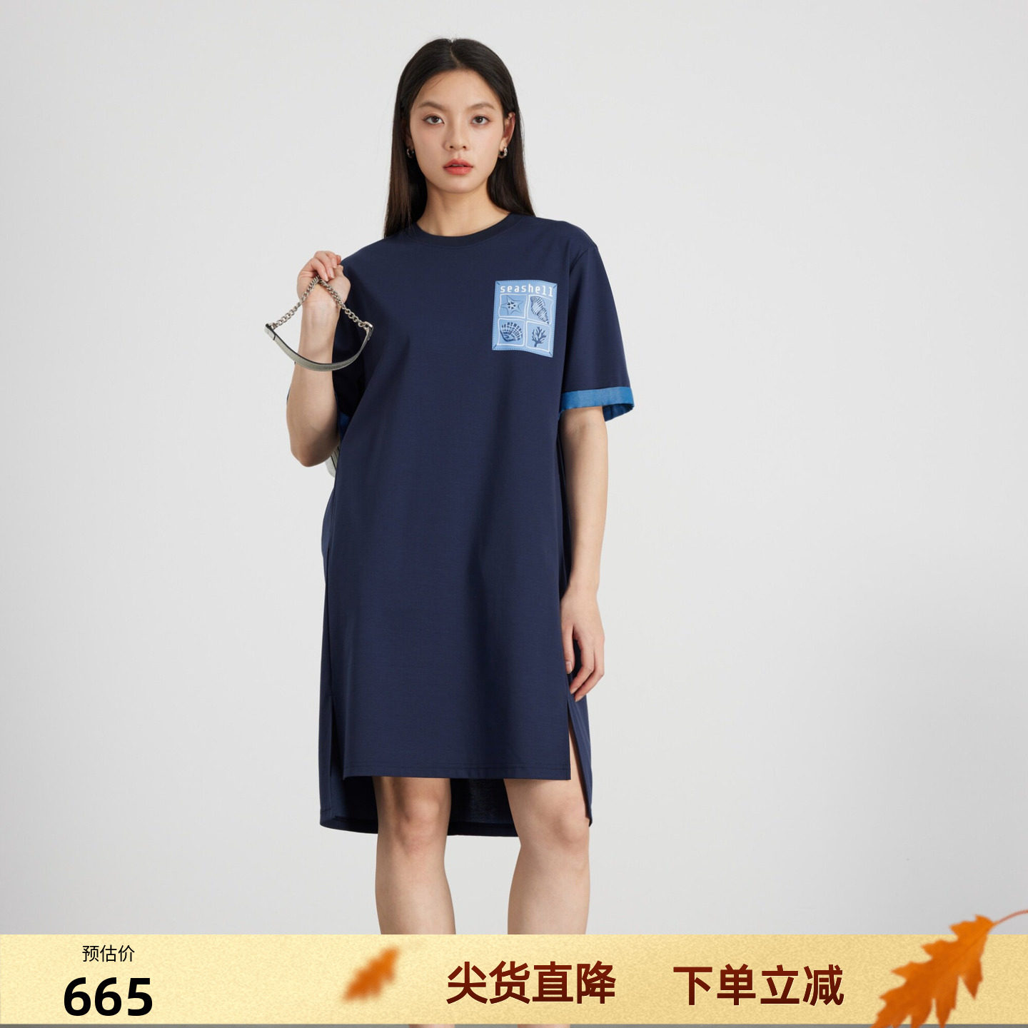 KAKO夏季新品女休闲直身连衣裙莱赛尔设计感中长裙裙子5530581