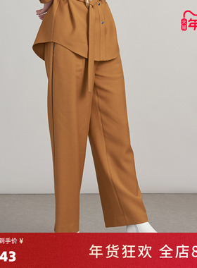 KAKO裤子女新款阔腿裤宽松女士绵羊毛休闲长裤3750171