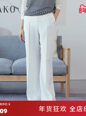 KAKO春夏新品女士阔腿裤高腰直筒薄款雪纺显瘦休闲裤潮流百搭