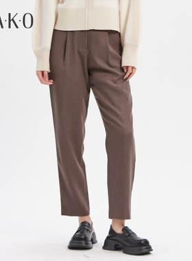 KAKO新品女百搭气质直筒休闲裤羊毛质地简洁时尚5090172