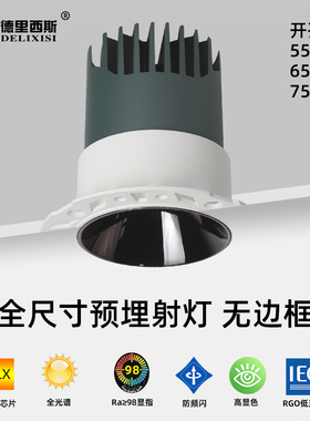无边框射灯开孔55mm65mm75mm全光谱客厅灯预埋嵌入式小山丘无主灯
