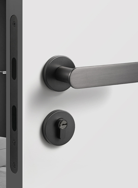 极简卧室门锁室内木门磁吸静音机械房门锁灰色房间家用分体门把手