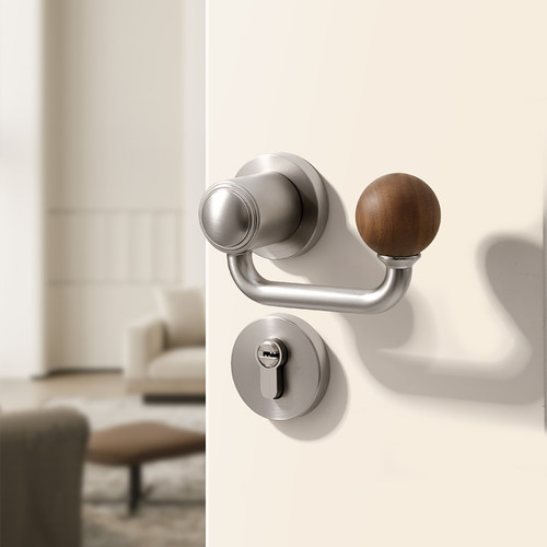 现代木球门锁磁吸静音卧室门把手
