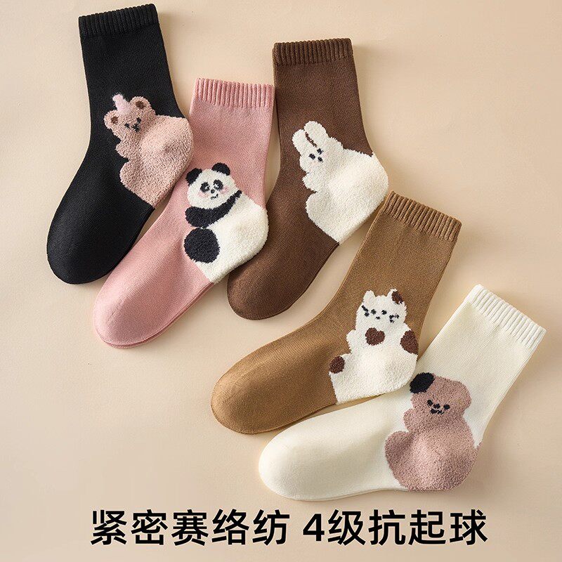 新款女童袜子秋冬季儿童中筒袜防臭棉袜秋冬女孩卡通公主学生长袜