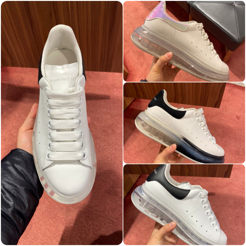专柜正品 麦昆MCQUEEN女士新款透明气垫底小白鞋增高系带休闲鞋