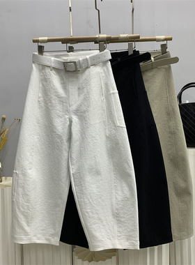 NV99001欧货春款小个子休闲阔腿裤女九分西装裤气球裤宽松弯刀裤