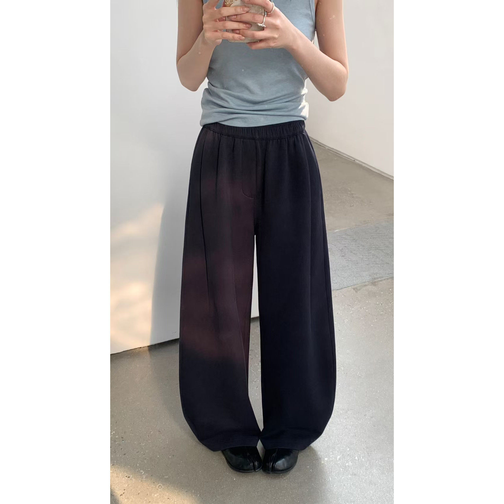 简谜26016欧货春款松紧腰休闲阔腿裤女宽松大筒弯刀裤拖地裤卫裤,女装/女士精品,休闲裤,淘宝优惠券,粉丝福利购,淘宝优惠卷