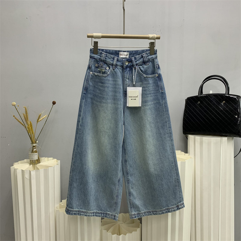 斯卡洛依2876欧货2026春款小个子加大牛仔大筒裤女七分阔腿裤CKLY