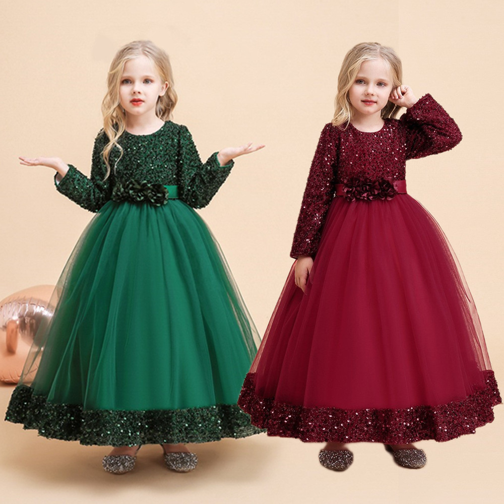 女童亮片蓬蓬纱公主裙礼服长裙子