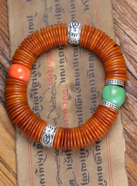 西藏牦牛骨片珠手串藏式回流老灵骨手串念珠把件藏式文玩批发