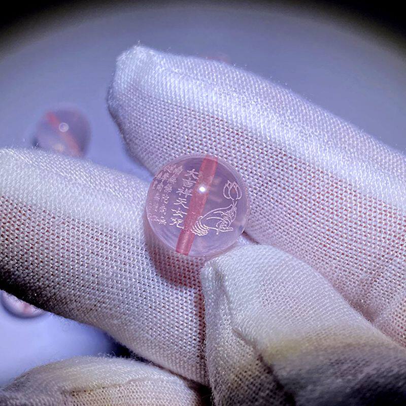 大吉祥天女咒天然粉水晶散珠子diy饰品配件手链经文手串配饰圆珠
