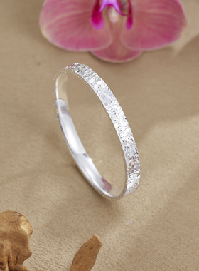 三面碎冰冰白铜手镯 小众设计 网红新款 闭口新款手环百搭首饰