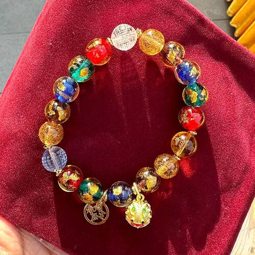 多宝金箔琉璃手串十全十美醒狮