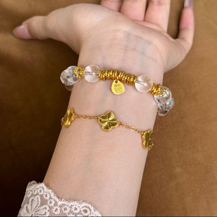 原创滴水成金天然白水晶手链女款 盘缠手串精致白冰糖 新中式