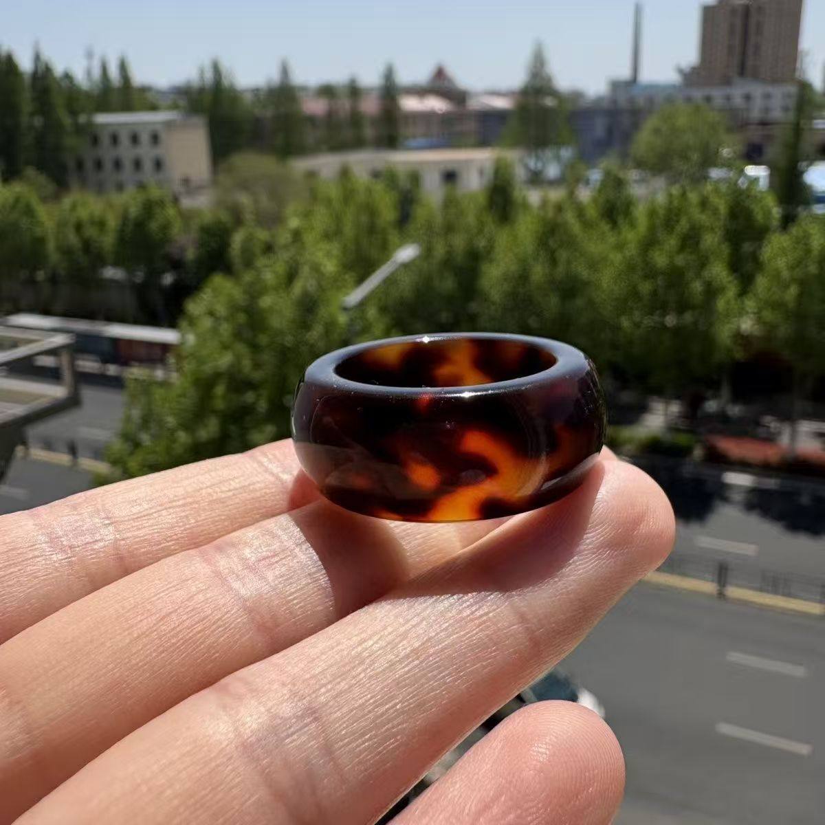 瑁色满血工艺豹纹文玩戒指