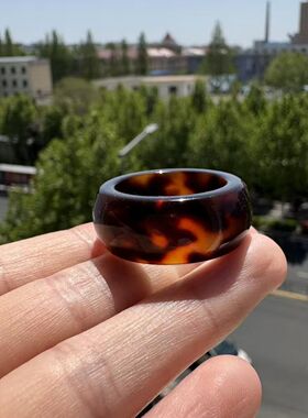 瑁色满血工艺豹纹文玩戒指