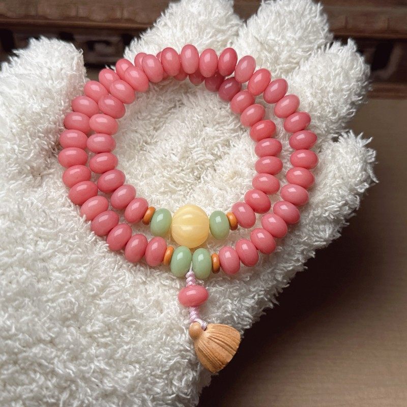 霞光粉菩提根新中式双圈手持手串女抖音爆款算盘珠双圈手链,饰品/流行首饰/时尚饰品新,手链,淘宝优惠券,粉丝福利购,淘宝优惠卷