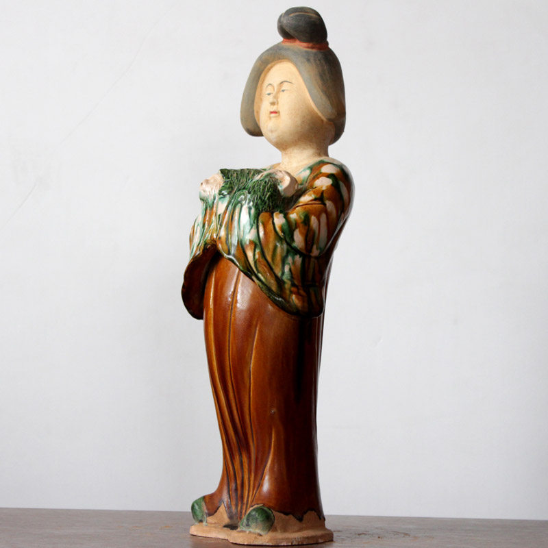 做旧仿古唐三彩女俑仕女乐俑胖妞肥婆陶俑摆件手工艺术品古玩收藏