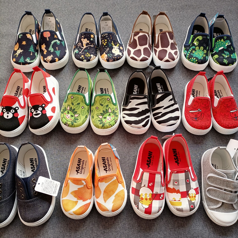 一脚蹬室内鞋儿童帆布鞋asahi