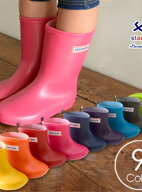 现货日本stample儿童雨鞋 男女童防水雨靴 宝宝玩水鞋 柔软日本制