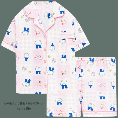 夏季纯棉女卡通薄款睡衣两件套