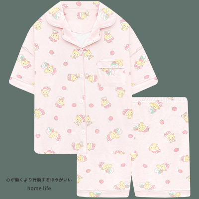 夏季纯棉女短袖轻松熊睡衣套装