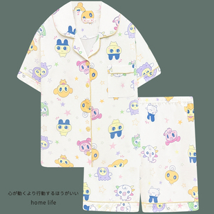 麻美吉睡衣女夏季新款纯棉短袖开衫家居服薄款女学生可爱两件套装