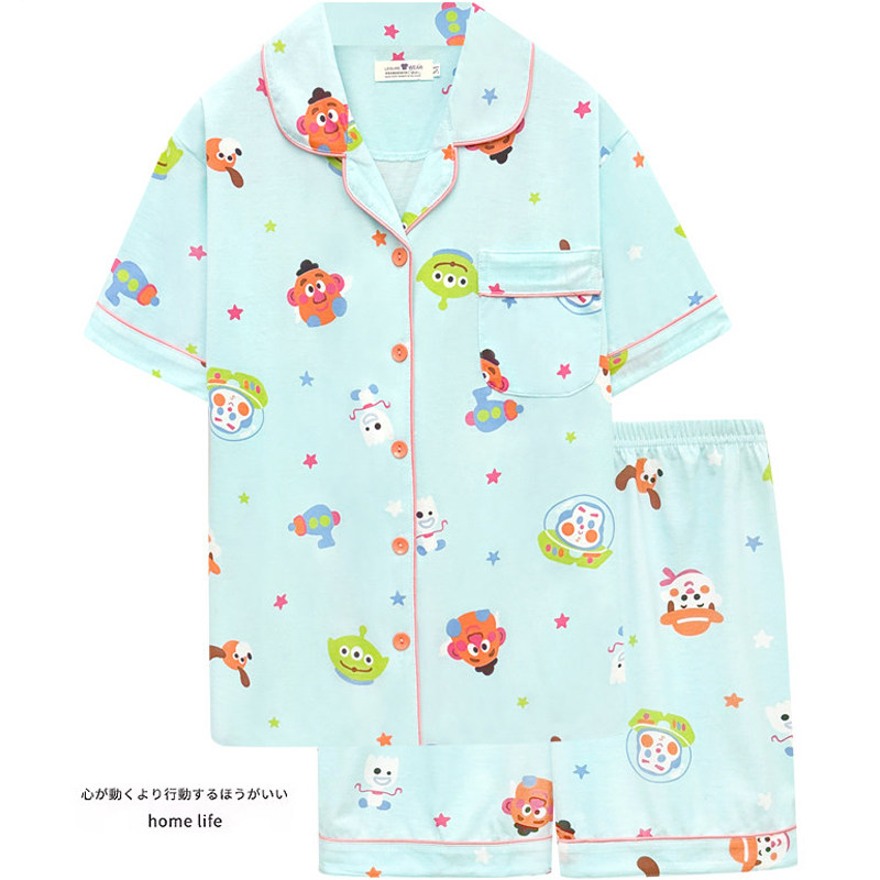 巴斯光年睡衣女款夏季纯棉短袖可爱三眼仔家居服夏天可外穿两件套 - 实物图