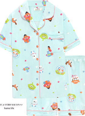 巴斯光年睡衣女款夏季纯棉短袖可爱三眼仔家居服夏天可外穿两件套