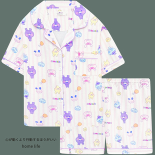 网红风僵尸兔卡通睡衣女夏季薄款纯棉短袖家居服学生可爱两件套装