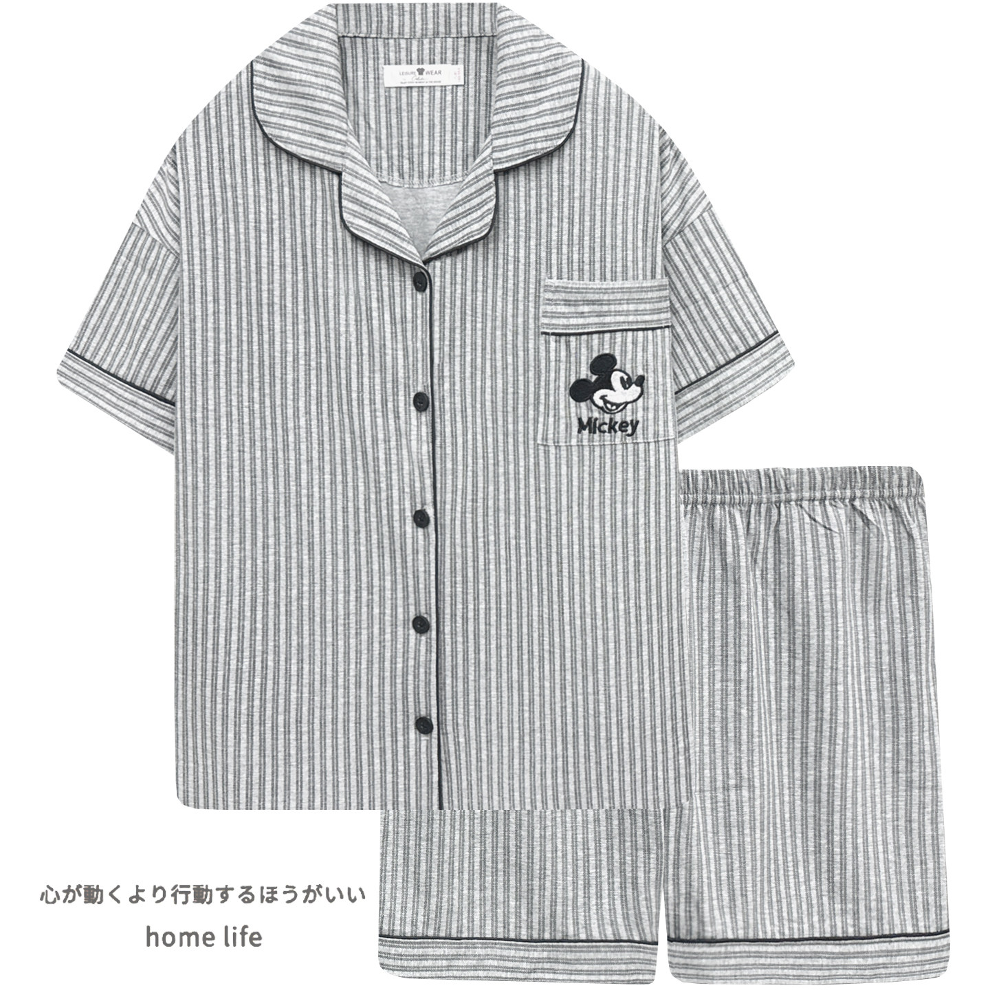 米奇卡通睡衣夏季男女生纯棉短袖开衫高级感家居服情侣全棉两件套
