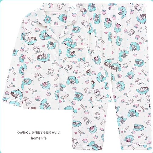 初音未来睡衣女款春秋季纯棉长袖