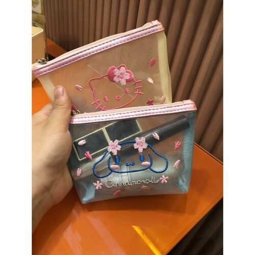 韩国风少女网纱卡通刺绣便携化妆包 零钱包口红耳机收纳包